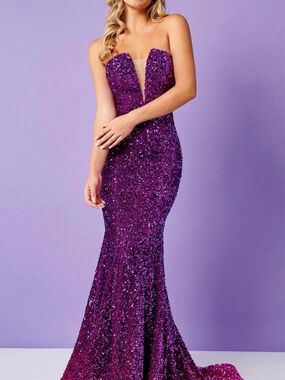 Plus Size Purple Ombré Sequin Mermaid Gown